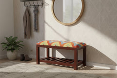 handmade Modern Shoe Rack Rust Blue Hand-made RECTANGLE Vegetable dyed wool and wood  