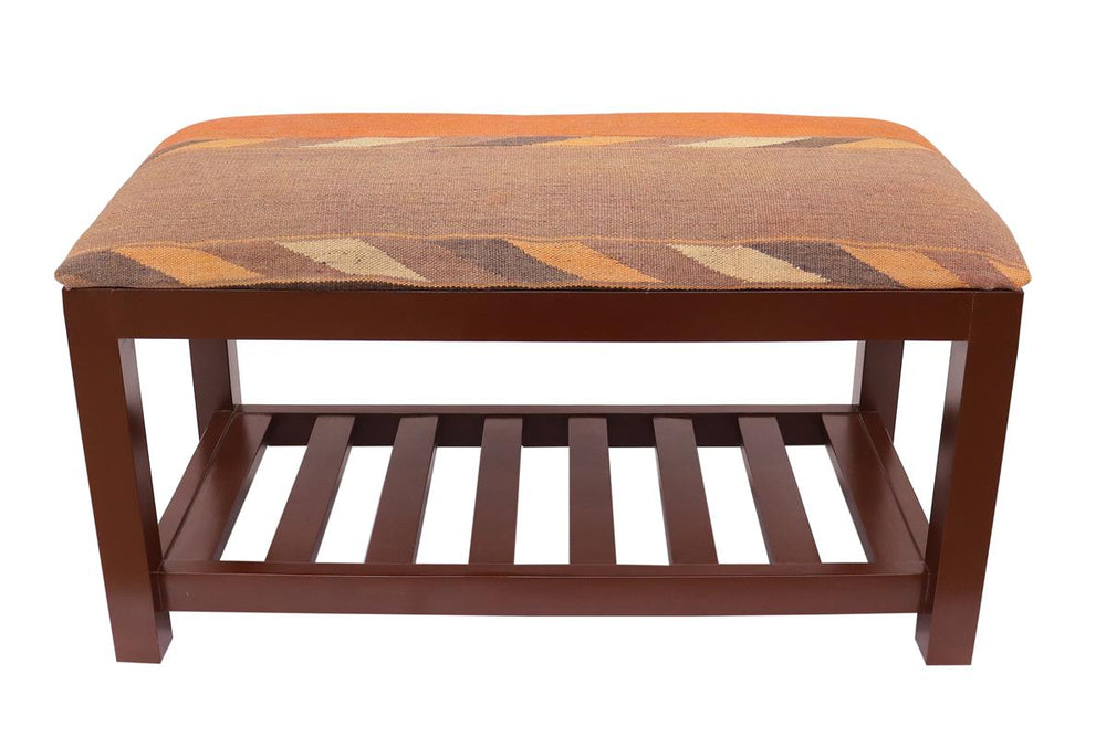 handmade Vintage Shoe Rack Rust Purple Hand-made RECTANGLE Vegetable dyed wool and wood  