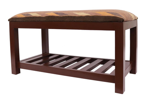 handmade Vintage Shoe Rack Orange Purple Hand-made RECTANGLE Vegetable dyed wool and wood  