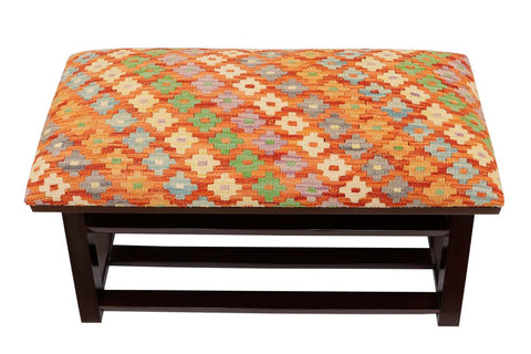 handmade Traditional Shoe Rack Rust Blue Hand-made RECTANGLE Vegetable dyed wool and wood  