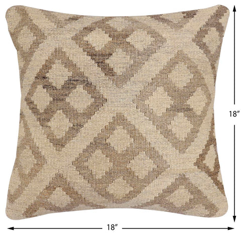 handmade Traditional Pillow Beige Tan Hand-Woven SQUARE 100% WOOL Hand woven turkish pillow2 x 2