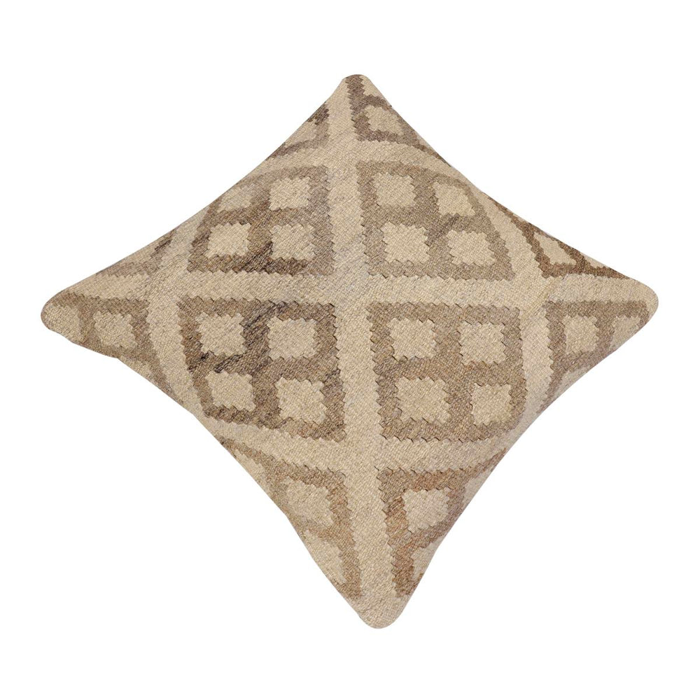 handmade Traditional Pillow Beige Tan Hand-Woven SQUARE 100% WOOL Hand woven turkish pillow2' x 2'