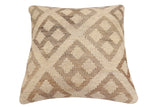 handmade Traditional Pillow Beige Tan Hand-Woven SQUARE 100% WOOL Hand woven turkish pillow2' x 2'