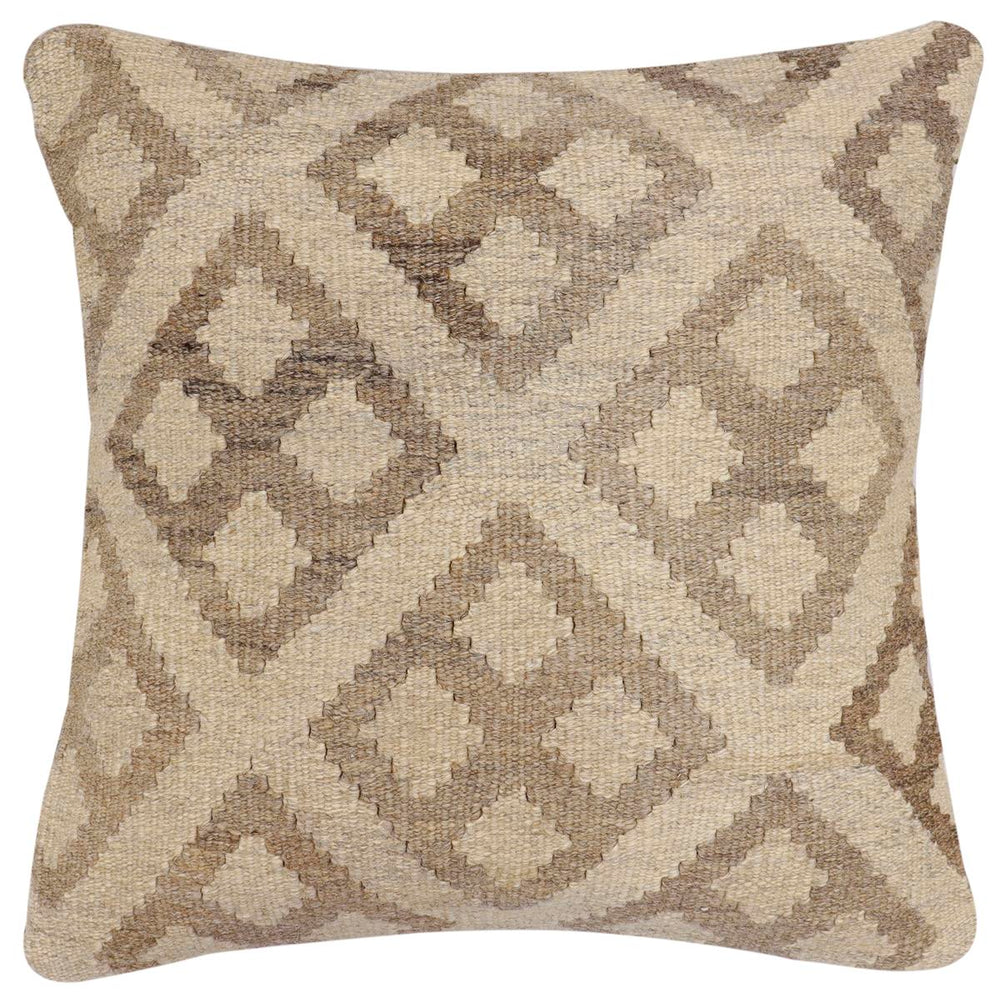 handmade Traditional Pillow Beige Tan Hand-Woven SQUARE 100% WOOL Hand woven turkish pillow2' x 2'