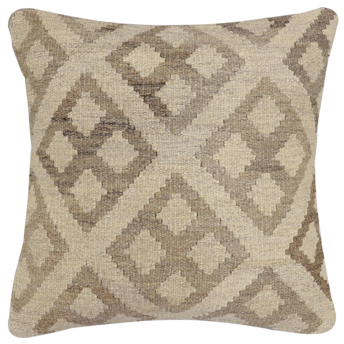 handmade Traditional Pillow Beige Tan Hand-Woven SQUARE 100% WOOL Hand woven turkish pillow2' x 2'