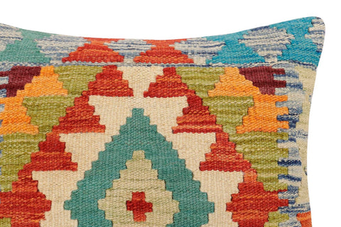 handmade Traditional Pillow Rust Blue Hand-Woven SQUARE 100% WOOL Hand woven turkish pillow2 x 2
