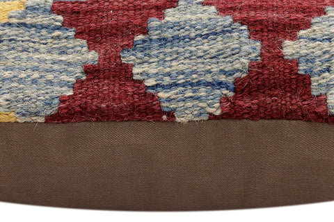 handmade Traditional Pillow Rust Blue Hand-Woven SQUARE 100% WOOL Hand woven turkish pillow2 x 2