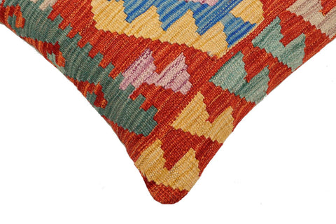 handmade Traditional Pillow Rust Blue Hand-Woven SQUARE 100% WOOL Hand woven turkish pillow2 x 2