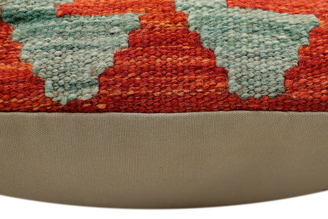 handmade Traditional Pillow Rust Blue Hand-Woven SQUARE 100% WOOL Hand woven turkish pillow2 x 2