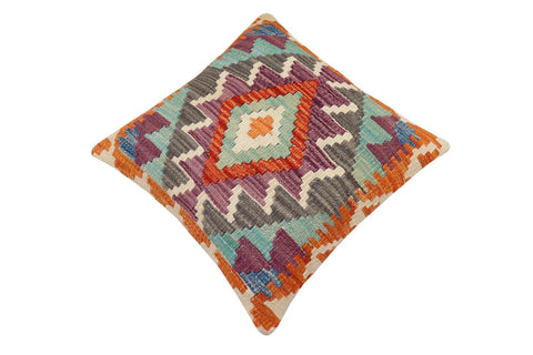 handmade Traditional Pillow Rust Blue Hand-Woven SQUARE 100% WOOL Hand woven turkish pillow2 x 2