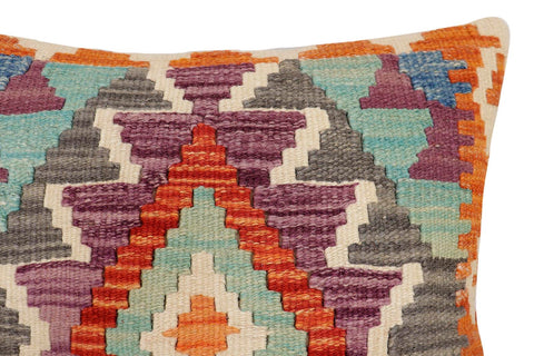 handmade Traditional Pillow Rust Blue Hand-Woven SQUARE 100% WOOL Hand woven turkish pillow2 x 2