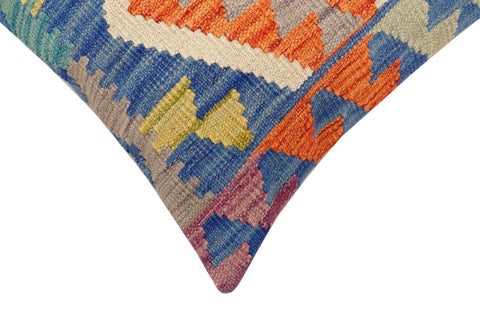 handmade Traditional Pillow Blue Rust Hand-Woven SQUARE 100% WOOL Hand woven turkish pillow2 x 2