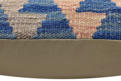 handmade Traditional Pillow Blue Rust Hand-Woven SQUARE 100% WOOL Hand woven turkish pillow2 x 2
