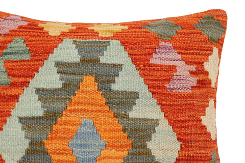 handmade Traditional Pillow Rust Blue Hand-Woven SQUARE 100% WOOL Hand woven turkish pillow2 x 2