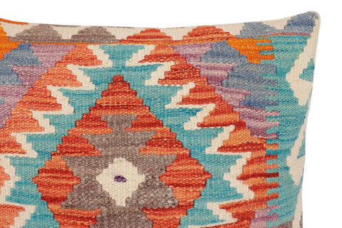 handmade Traditional Pillow Rust Blue Hand-Woven SQUARE 100% WOOL Hand woven turkish pillow2 x 2