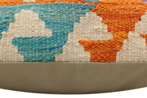 handmade Traditional Pillow Rust Blue Hand-Woven SQUARE 100% WOOL Hand woven turkish pillow2 x 2