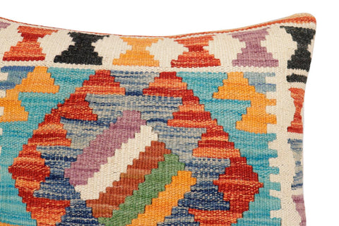 handmade Traditional Pillow Rust Blue Hand-Woven SQUARE 100% WOOL  Hand woven turkish pillow  3 x 5