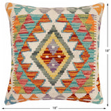 handmade Traditional Pillow Rust Blue Hand-Woven SQUARE 100% WOOL Hand woven turkish pillow2' x 2'