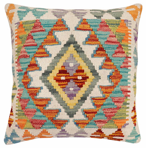 handmade Traditional Pillow Rust Blue Hand-Woven SQUARE 100% WOOL Hand woven turkish pillow2 x 2