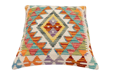 handmade Traditional Pillow Rust Blue Hand-Woven SQUARE 100% WOOL Hand woven turkish pillow2 x 2