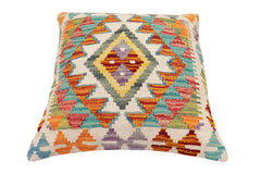 handmade Traditional Pillow Rust Blue Hand-Woven SQUARE 100% WOOL Hand woven turkish pillow2' x 2'
