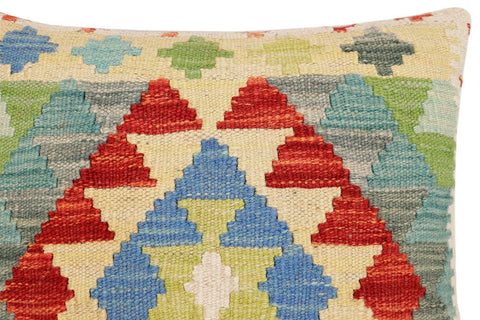 handmade Traditional Pillow Rust Blue Hand-Woven SQUARE 100% WOOL Hand woven turkish pillow2 x 2