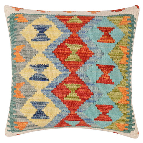 handmade Traditional Pillow Rust Blue Hand-Woven SQUARE 100% WOOL  Hand woven turkish pillow  3 x 5