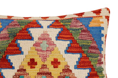 handmade Traditional Pillow Rust Blue Hand-Woven SQUARE 100% WOOL Hand woven turkish pillow2' x 2'