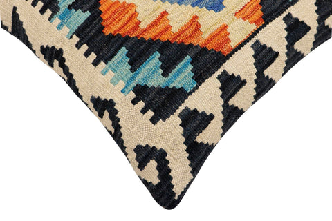 handmade Traditional Pillow Blue Rust Hand-Woven SQUARE 100% WOOL Hand woven turkish pillow2 x 2