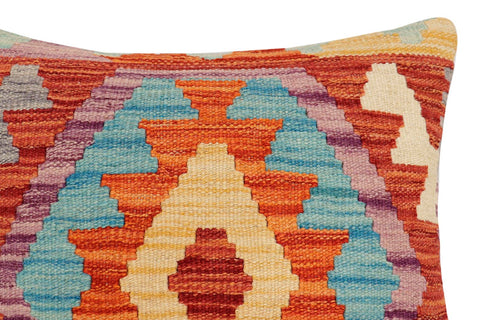 handmade Traditional Pillow Rust Blue Hand-Woven SQUARE 100% WOOL Hand woven turkish pillow2 x 2