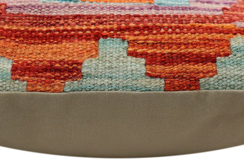 handmade Traditional Pillow Rust Blue Hand-Woven SQUARE 100% WOOL Hand woven turkish pillow2 x 2