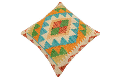 handmade Traditional Pillow Rust Blue Hand-Woven SQUARE 100% WOOL Hand woven turkish pillow2 x 2