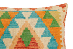 handmade Traditional Pillow Rust Blue Hand-Woven SQUARE 100% WOOL Hand woven turkish pillow2' x 2'