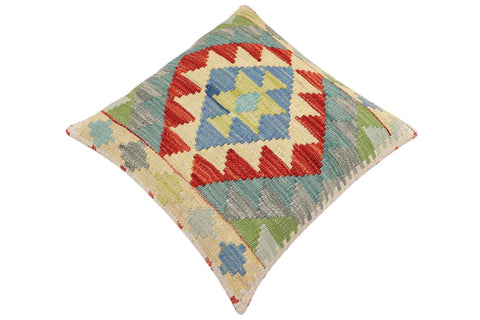 handmade Traditional Pillow Rust Blue Hand-Woven SQUARE 100% WOOL Hand woven turkish pillow2 x 2