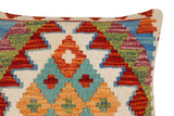 handmade Traditional Pillow Rust Blue Hand-Woven SQUARE 100% WOOL Hand woven turkish pillow2' x 2'