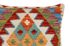 handmade Traditional Pillow Rust Blue Hand-Woven SQUARE 100% WOOL Hand woven turkish pillow2' x 2'