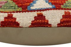 handmade Traditional Pillow Rust Blue Hand-Woven SQUARE 100% WOOL Hand woven turkish pillow2' x 2'