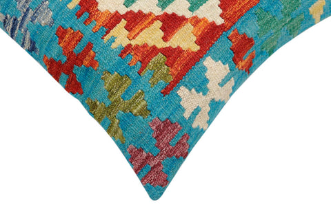 handmade Traditional Pillow Blue Rust Hand-Woven SQUARE 100% WOOL Hand woven turkish pillow2 x 2