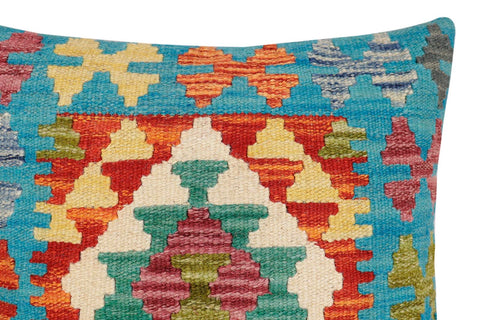 handmade Traditional Pillow Blue Rust Hand-Woven SQUARE 100% WOOL Hand woven turkish pillow2 x 2