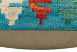 handmade Traditional Pillow Blue Rust Hand-Woven SQUARE 100% WOOL Hand woven turkish pillow2' x 2'