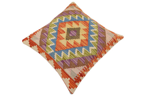 handmade Traditional Pillow Rust Blue Hand-Woven SQUARE 100% WOOL Hand woven turkish pillow2 x 2