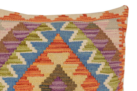 handmade Traditional Pillow Rust Blue Hand-Woven SQUARE 100% WOOL Hand woven turkish pillow2 x 2