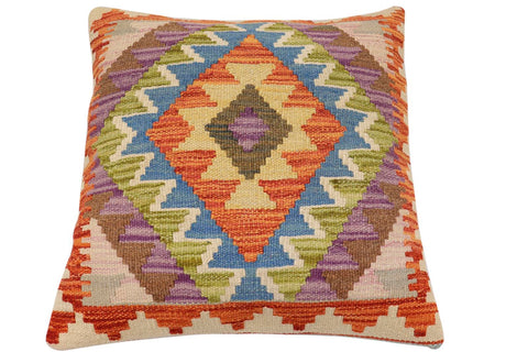 handmade Traditional Pillow Rust Blue Hand-Woven SQUARE 100% WOOL Hand woven turkish pillow2 x 2