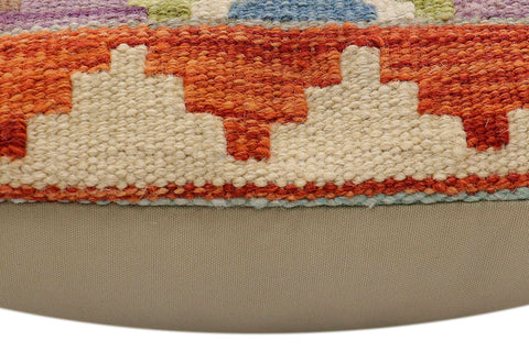 handmade Traditional Pillow Rust Blue Hand-Woven SQUARE 100% WOOL Hand woven turkish pillow2 x 2