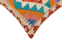 handmade Traditional Pillow Rust Blue Hand-Woven SQUARE 100% WOOL Hand woven turkish pillow2' x 2'