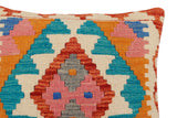 handmade Traditional Pillow Rust Blue Hand-Woven SQUARE 100% WOOL Hand woven turkish pillow2' x 2'