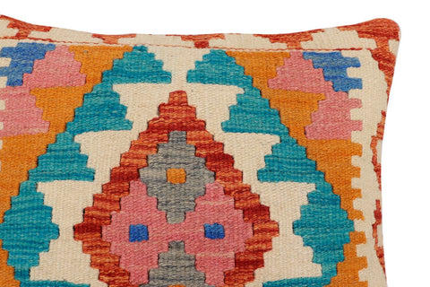 handmade Traditional Pillow Rust Blue Hand-Woven SQUARE 100% WOOL Hand woven turkish pillow2 x 2