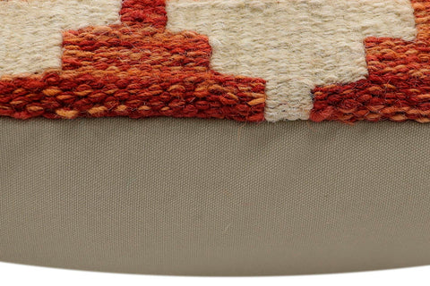 handmade Traditional Pillow Rust Blue Hand-Woven SQUARE 100% WOOL Hand woven turkish pillow2 x 2