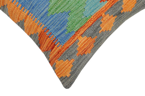 handmade Modern Pillow Rust Blue Hand-Woven SQUARE 100% WOOL  Hand woven turkish pillow  2 x 2