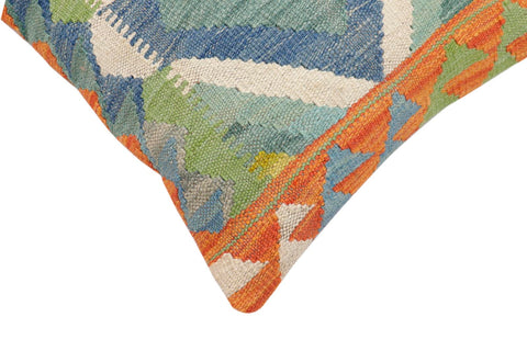 handmade Traditional Pillow Rust Blue Hand-Woven SQUARE 100% WOOL Hand woven turkish pillow2 x 2